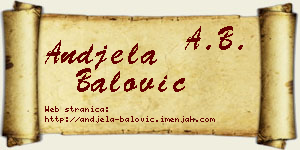 Anđela Balović vizit kartica